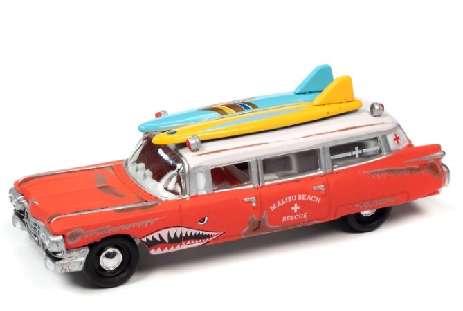 Cadillac Ambulance Surf Shark - Johnny Lightning Street Freaks JLSP256 scale 1/64 