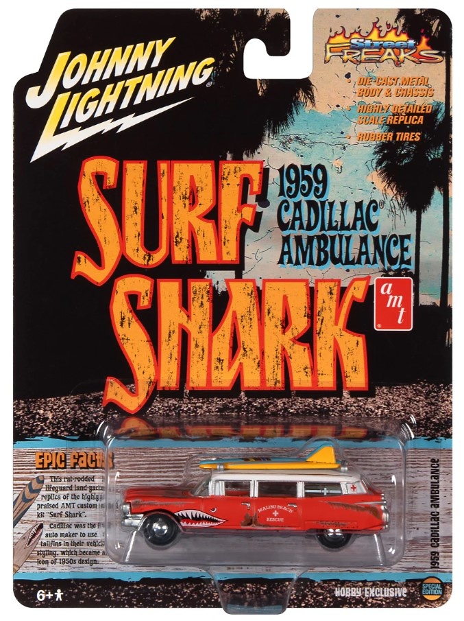 Cadillac Ambulance Surf Shark - Johnny Lightning Street Freaks JLSP256 scale 1/64 