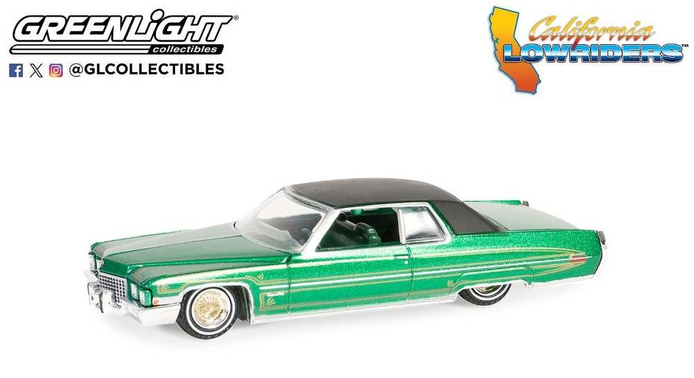 Cadillac Coupe DeVille – Green and Gold Lowriders Series 5 (1971) Greenlight 1:64 