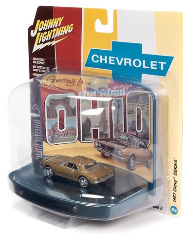 Chevrolet Camaro Gold with Gold Interior with Collectible Tin Display Johnny Lightning Jldr012 scale 1/64 