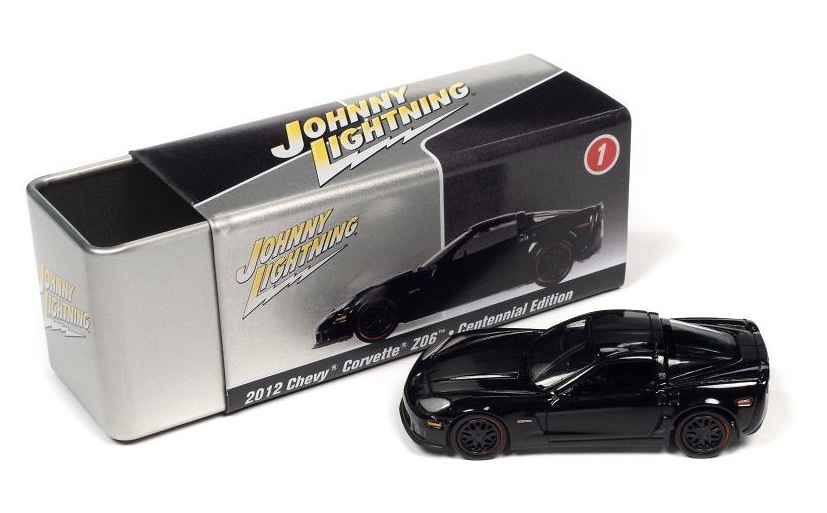 Chevrolet Corvette Z06 Black with Collector Tin Lightning JLCT009-05477scale 1/64 