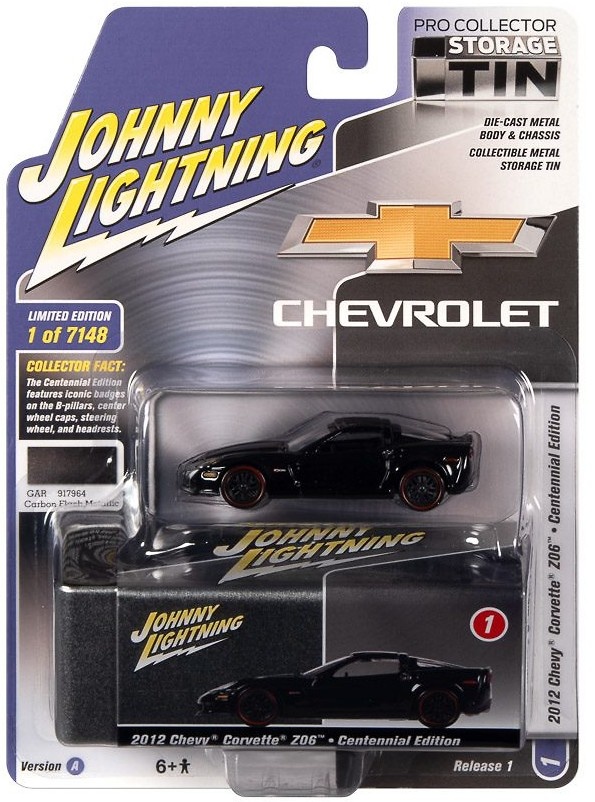 Chevrolet Corvette Z06 Black with Collector Tin Lightning JLCT009-05477scale 1/64 