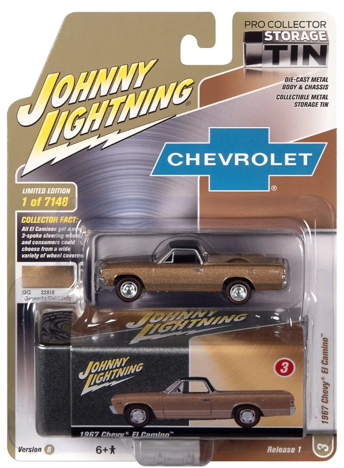 Chevrolet El Camino 1967 with Collector Tin Lightning JLCT009-05482 scale 1/64 