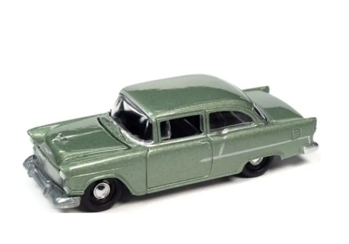 Chevy 210 Green 1955 with Collector Tin Lightning JLCT010-05487 scale 1/64 