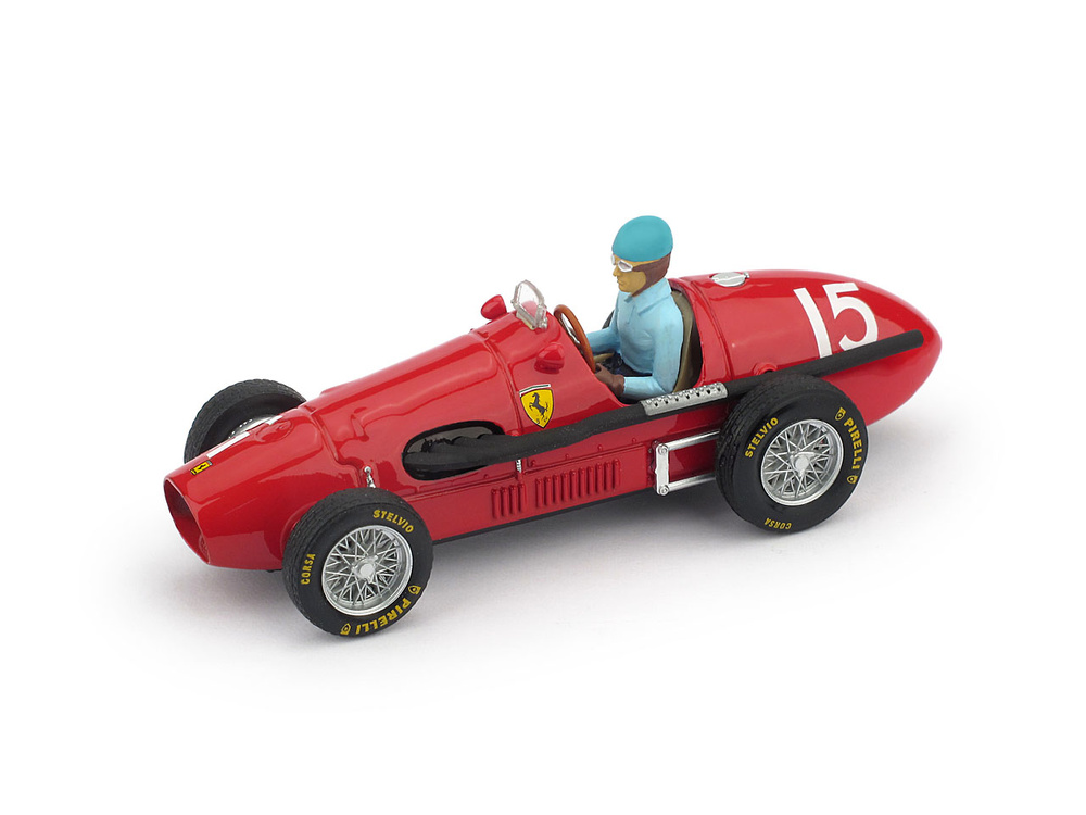 Ferrari 500 F2 With Driver - 1st GP. Great Britain no. 15 Alberto Ascari (1952) Brumm R135-CH 1/43 