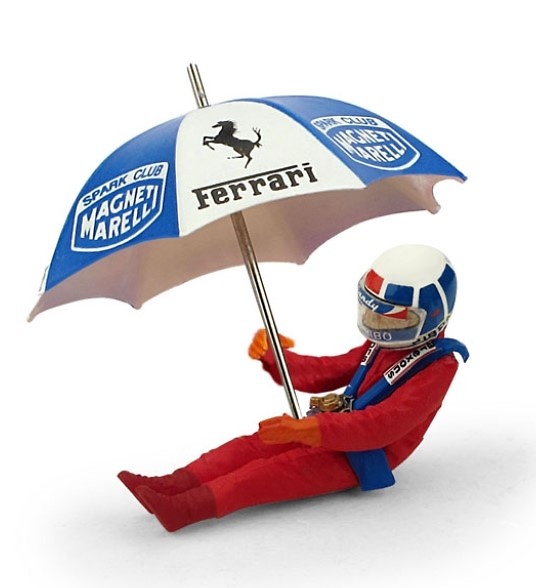 Figure Didier Pironi with umbrella Ferrari 126 C2 Brumm 1/43 