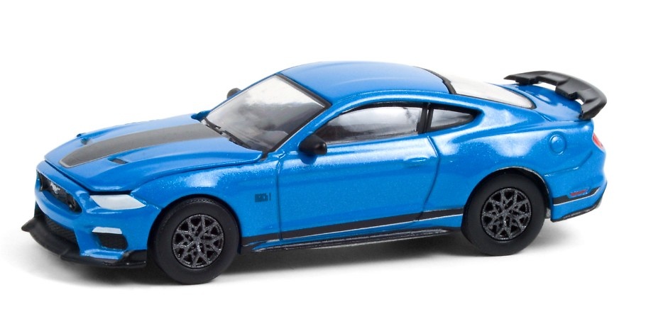 Ford Mustang Mach 1 - Velocity Blue w Black Stripes Greenlight 1:64 