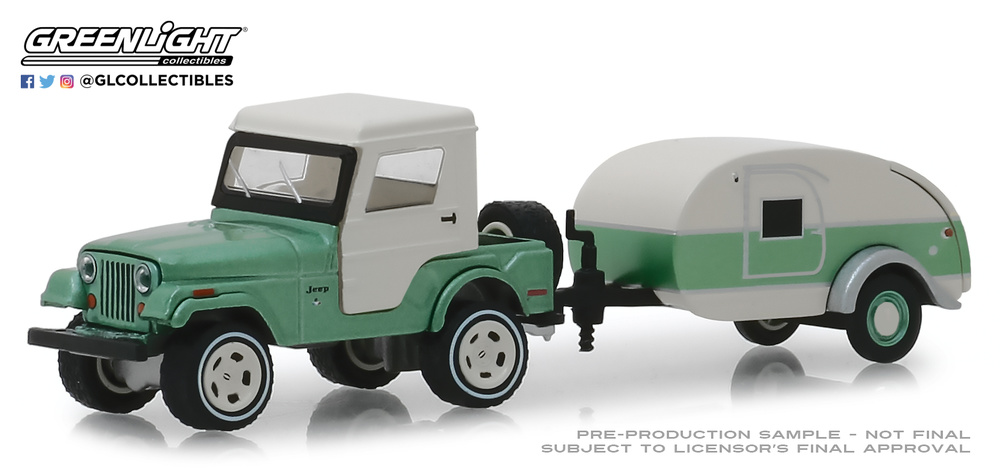 Jeep CJ-5 Half-Cab and Teardrop Trailer (1972) Greenlight 1:64 