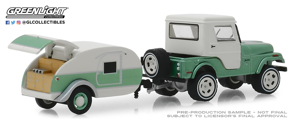 Jeep CJ-5 Half-Cab and Teardrop Trailer (1972) Greenlight 1:64 