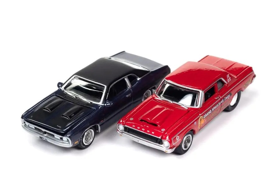 Mr. Norm Version 2 pack -1971 Dodge Demon Navy Blue + 1964 Dodge 330 Red Lightning JLSP275A scale 1/64 