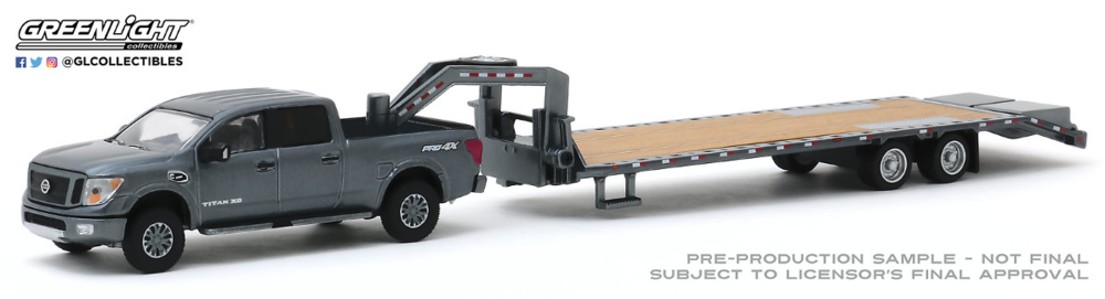 Nissan Titan XD Pro-4X with Gooseneck trailer (2019) Greenlight 1:64 