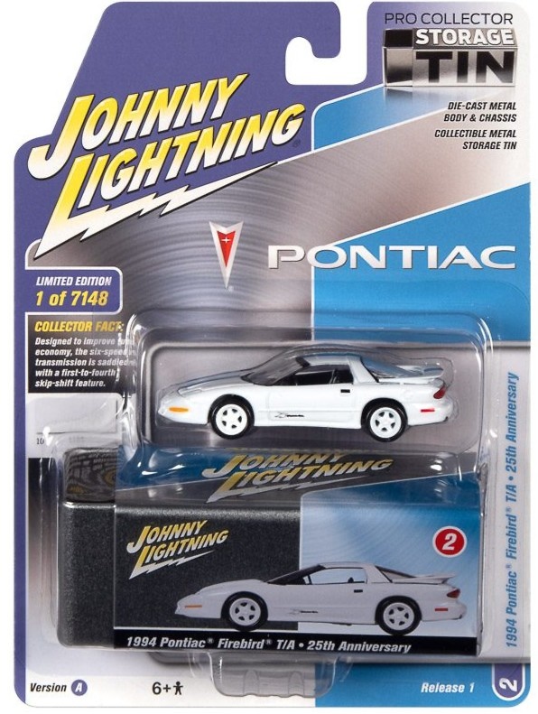 Pontiac Firebird T/A Anniversary Edition with Collector Tin Lightning JLCT009-05478scale 1/64 