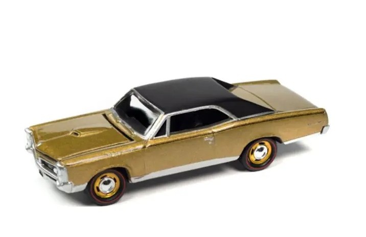 Pontiac GTO Gold/Black 1967 with Collector Tin Lightning JLCT010-05485 scale 1/64 