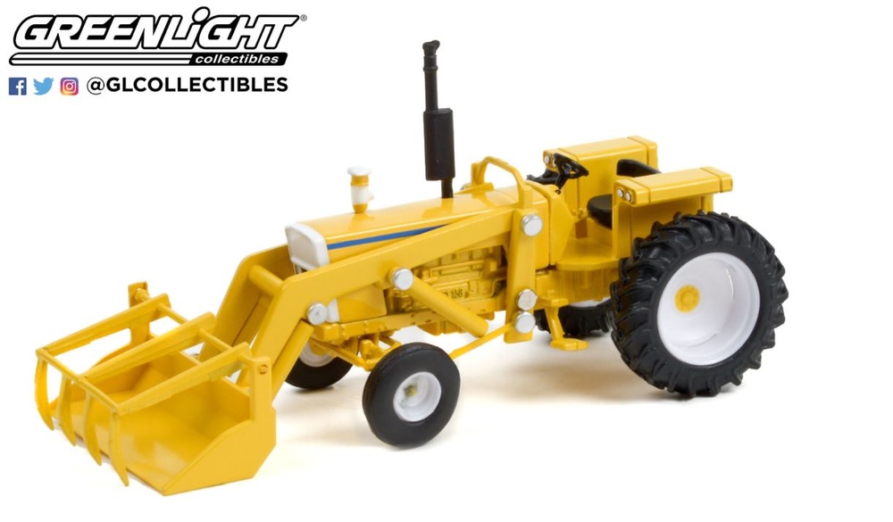 Tractor - Yellow and White with Front Loader - Down on the Farm Serie 6 Greenlight 48060-B scale 1/64 