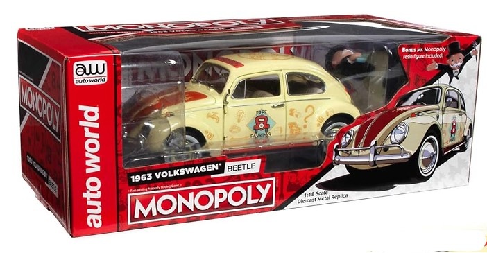 Volkswagen Beetle - Monopoly + Figure Free Parking Auto World AWSS141 scale 1/18 