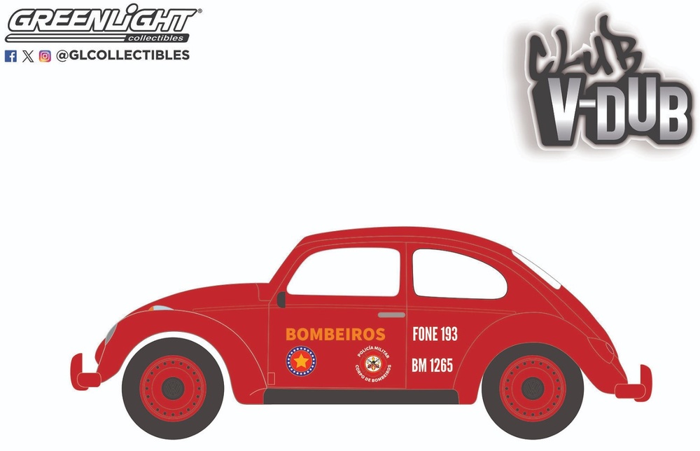 Volkswagen Classic Beetle Corpo de Bombeiros da Polícia Militar Vee Dub Series 20 Greenlight 1:64 