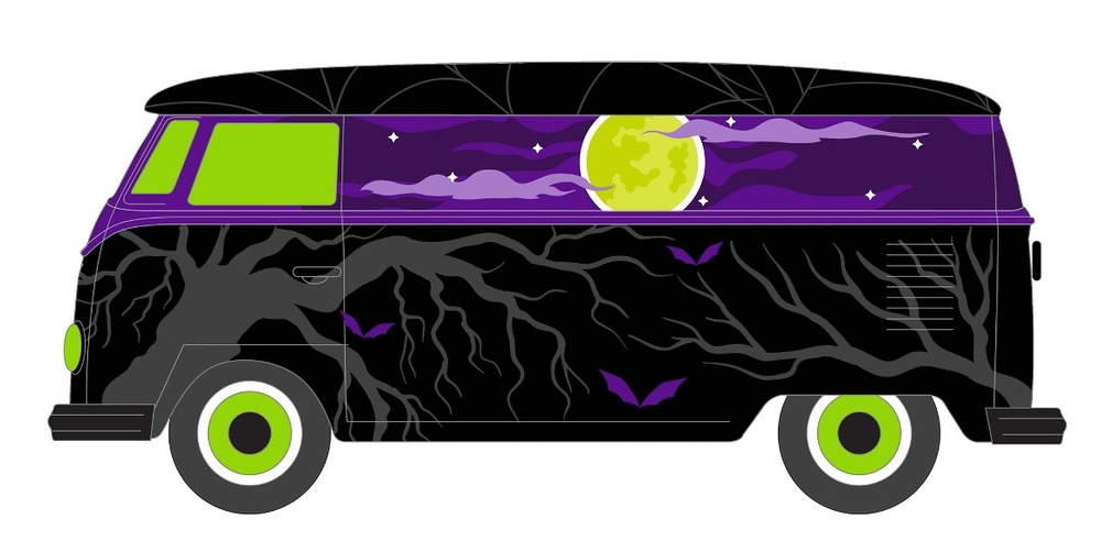 Volkswagen Type 2 Panel Van – Halloween 2025 – Spooky Night Greenlight 1:64 