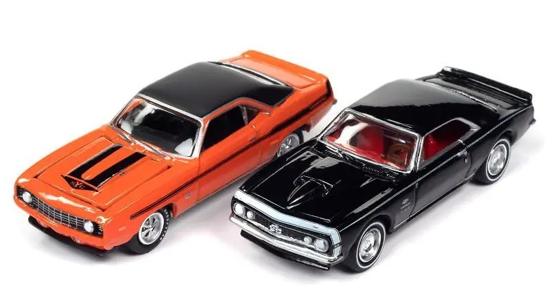 Yenko 2 Pack Chevy Camaro Orange + 1967 Chevy Camaro Black Lightning JLSP276B scale 1/64 