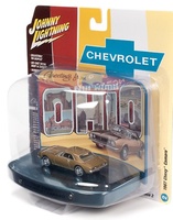 Chevrolet Camaro Gold with Gold Interior with Collectible Tin Display Johnny Lightning  Jldr012 scale 1/64