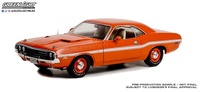 Dodge Challenger R/T Go Mango with White Stripes and Dog Dish Wheels (1970) Greenlight 1:18