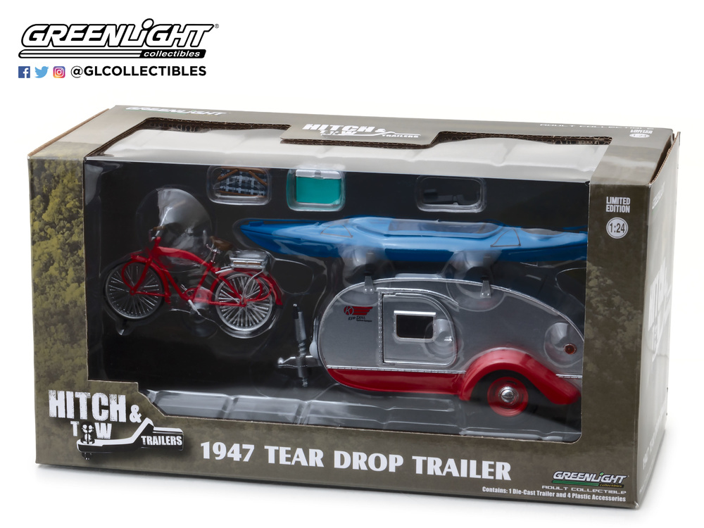 Caravana Teardrop con baca y accesorios (2019) Greenlight 18440A 1/24 