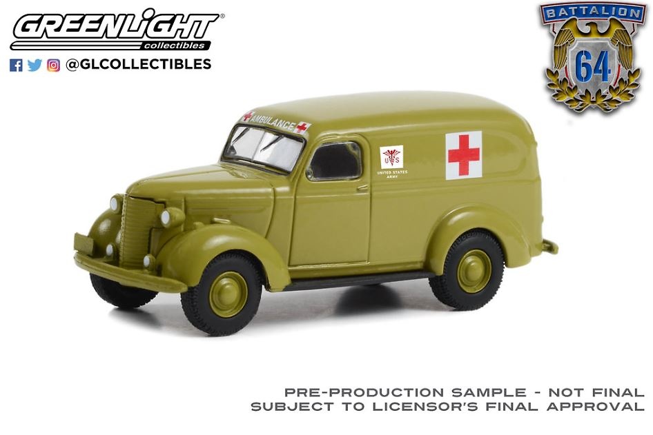 Chevrolet Panel Truck - Servicio de Ambulancia del Ejército de los Estados Unidos (1939) Greenlight 1/64 