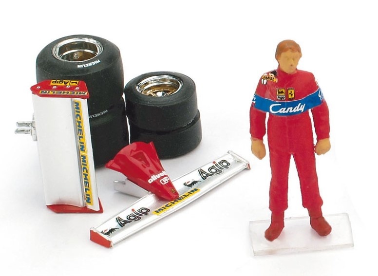 Figura Piloto Didier Pironi + Alerones + Juego de Neumáticos Ferrari 126CK Brumm 1/43 