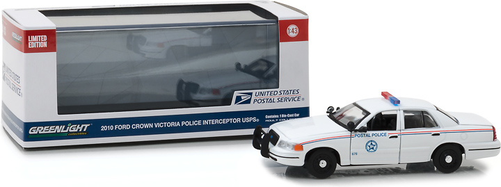 Ford Crown Victoria - Policía interceptora del correo postal (USPS) Greenlight 1/43 