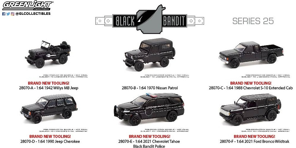 Lote 6 coches Black Bandit Serie 25 Greenlight escala 1/64 