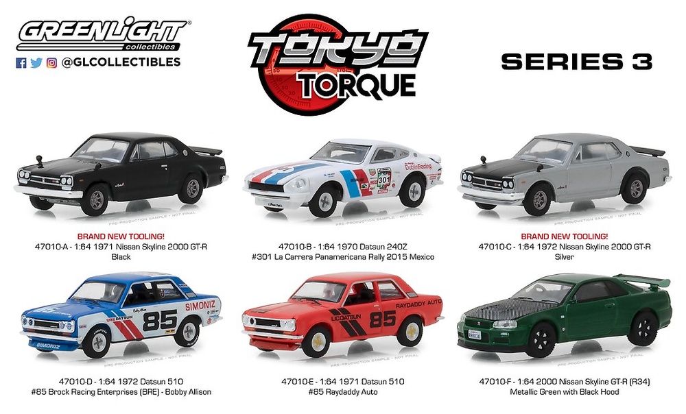 Lote Tokio Torque serie 3 Greenlight 1/64 