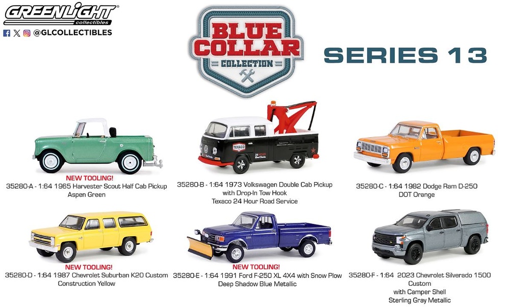 Lote de 6 coches Blue Collar Series 13 Greenlight 1/64 