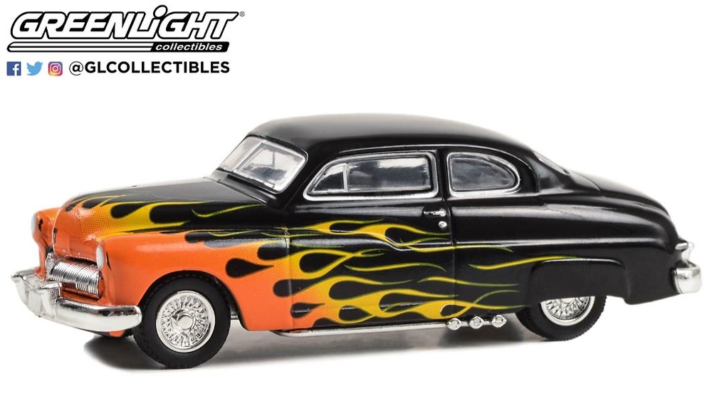 Mercury Eight Coupe - Black con Llamas Greenlight 30435 escala 1:64 