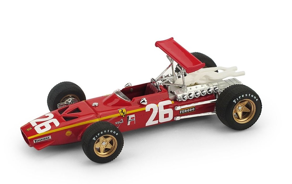 Monoplaza Ferrari 312 F1 Grand Prix Francia Nº 26 Jacky Ickx (1968) Brumm escala 1/43 