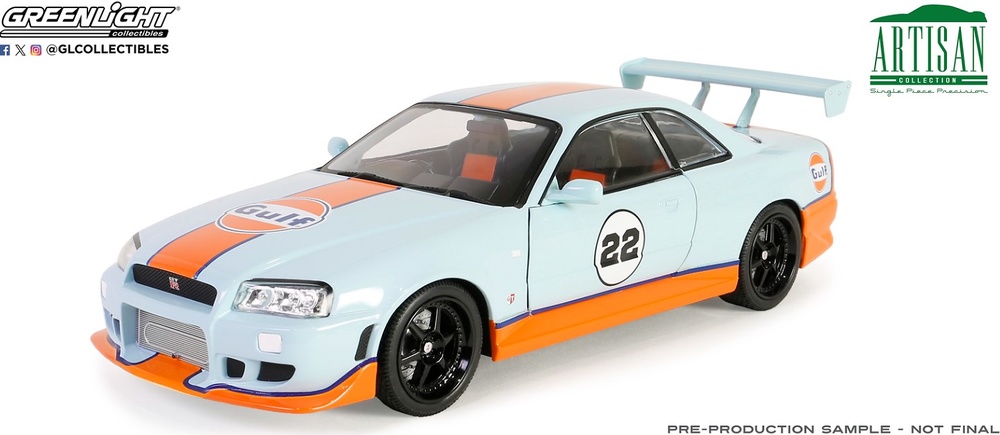 Nissan Skyline GT-R (R34) - Gulf Oil Artisan Collection Greenlight 1/18 