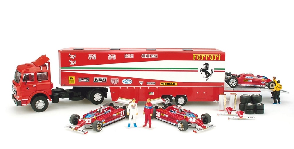 Set Fiat 170 + Ferrari 126CK + Figuras Gilles Villeneuve y Didier Pironi 