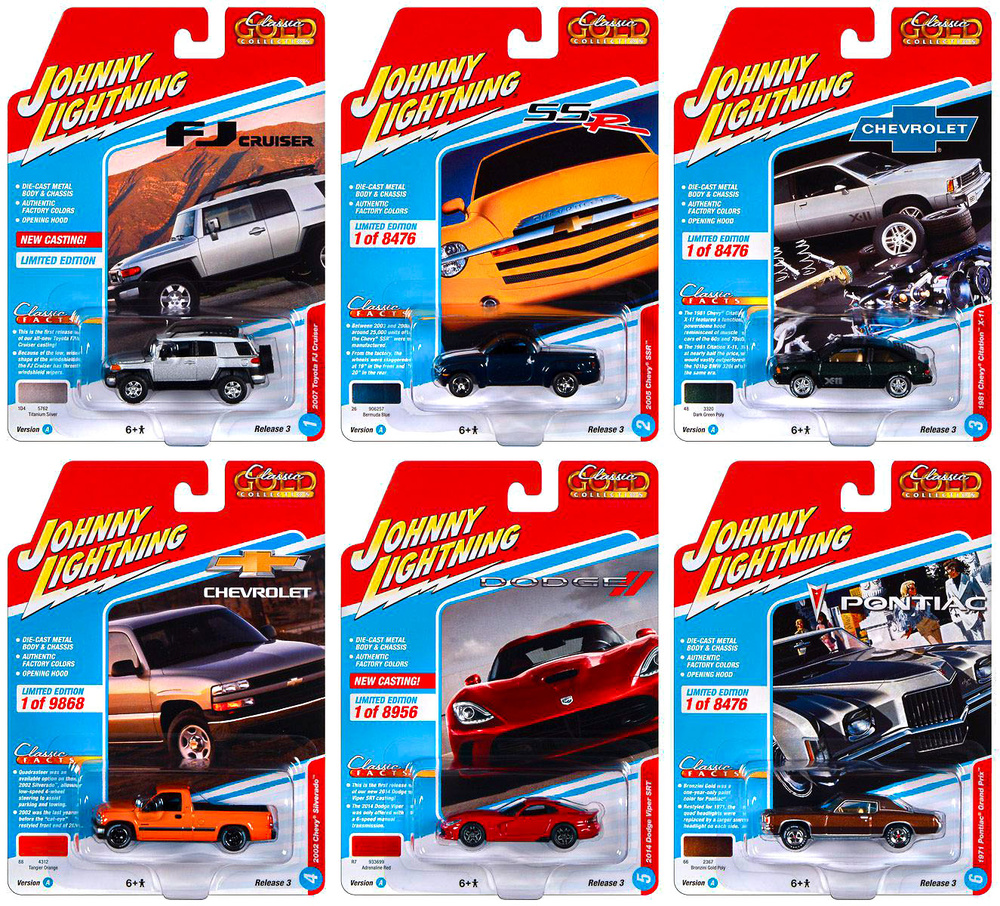 Surtido 6 coches Classic Gold Lightning JLCG030A escala 1/64 