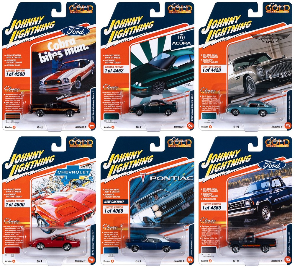 Surtido 6 coches Classic Gold Release 1 1Lightning JLCG031A escala 1/64 