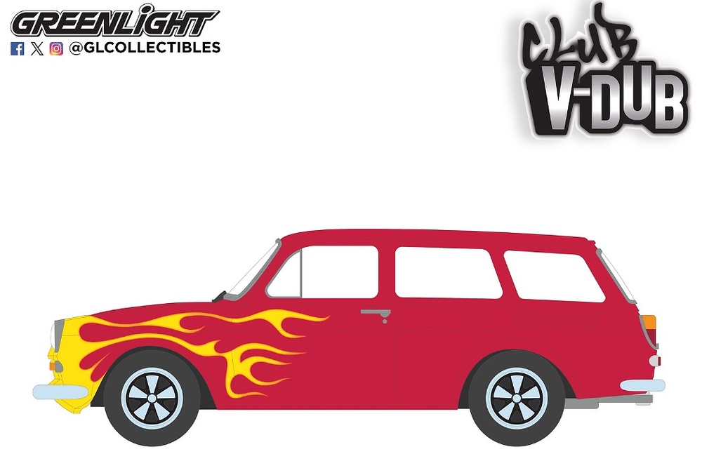 Volkswagen Type 3 Panel Van – Flames Club V-Dub Series 21 Greenlight 1/64 