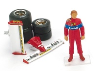 Figura Piloto Didier Pironi + Alerones + Juego de Neumáticos Ferrari 126CK Brumm 1/43