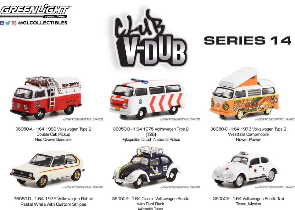 Set de 6 coches Club Vee-Dub Series 14 Greenlight 1/64